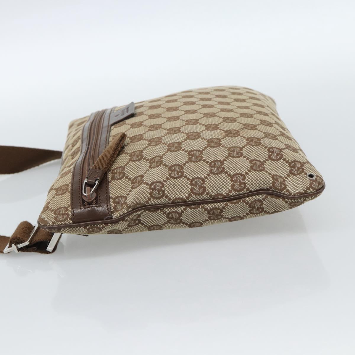 GUCCI GG Canvas Shoulder Bag Beige Silver 90476 Auth ep14683