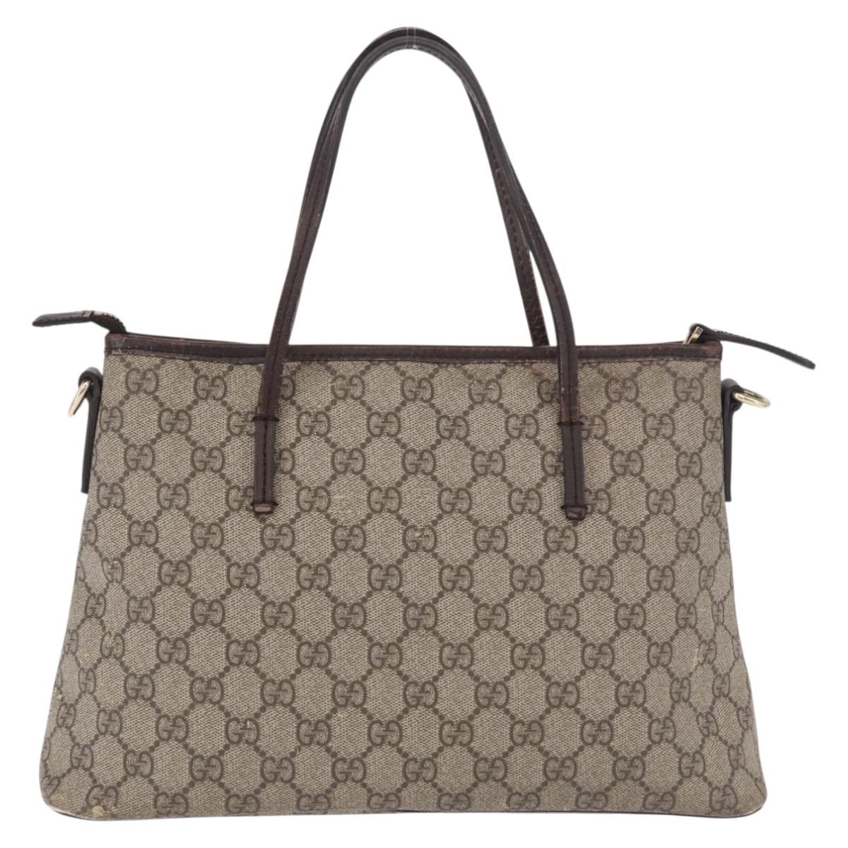 GUCCI GG Supreme Hand Bag PVC Beige Gold 353440 Auth ep14684