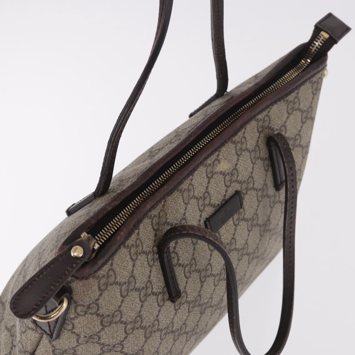 GUCCI GG Supreme Hand Bag PVC Beige Gold 353440 Auth ep14684