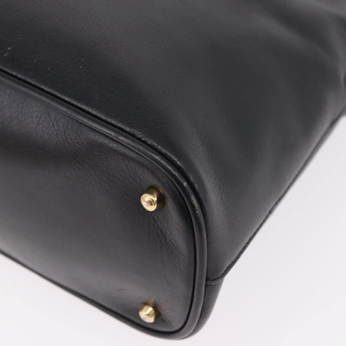GUCCI Bamboo Hand Bag Leather 2way Black Gold 000 1186 0289 Auth ep14685