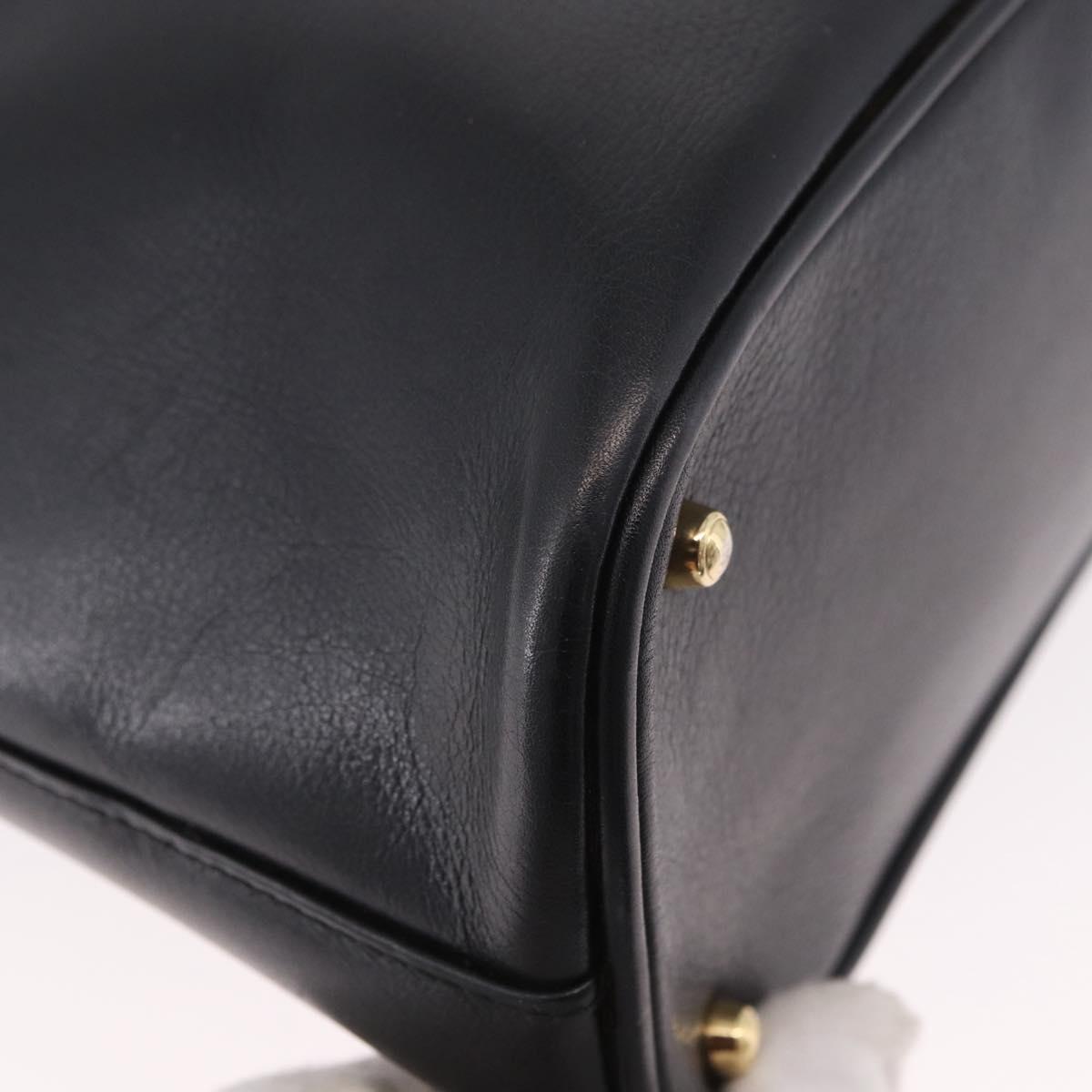 GUCCI Bamboo Hand Bag Leather 2way Black Gold 000 1186 0289 Auth ep14685