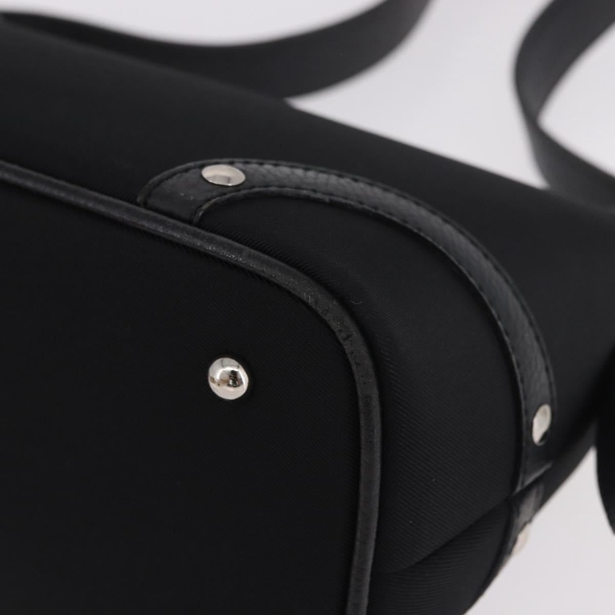 BURBERRY Nova Check Hand Bag Canvas Black Silver Auth ep14686V