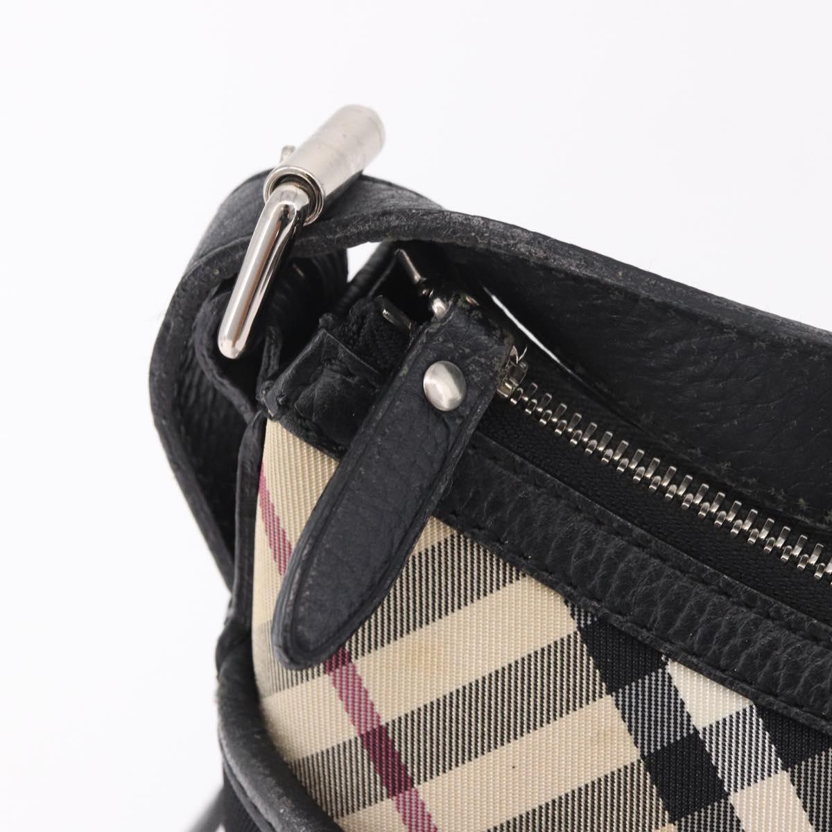 BURBERRY Nova Check Hand Bag Canvas Black Silver Auth ep14686V