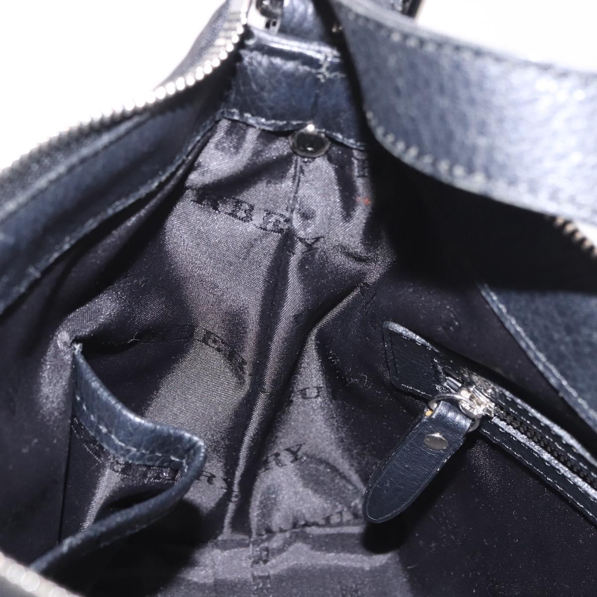 BURBERRY Nova Check Hand Bag Canvas Black Silver Auth ep14686V