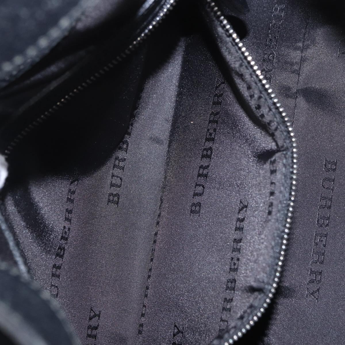 BURBERRY Nova Check Hand Bag Canvas Black Silver Auth ep14686V