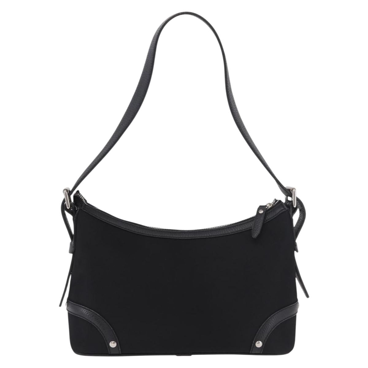 BURBERRY Nova Check Hand Bag Canvas Black Silver Auth ep14686V