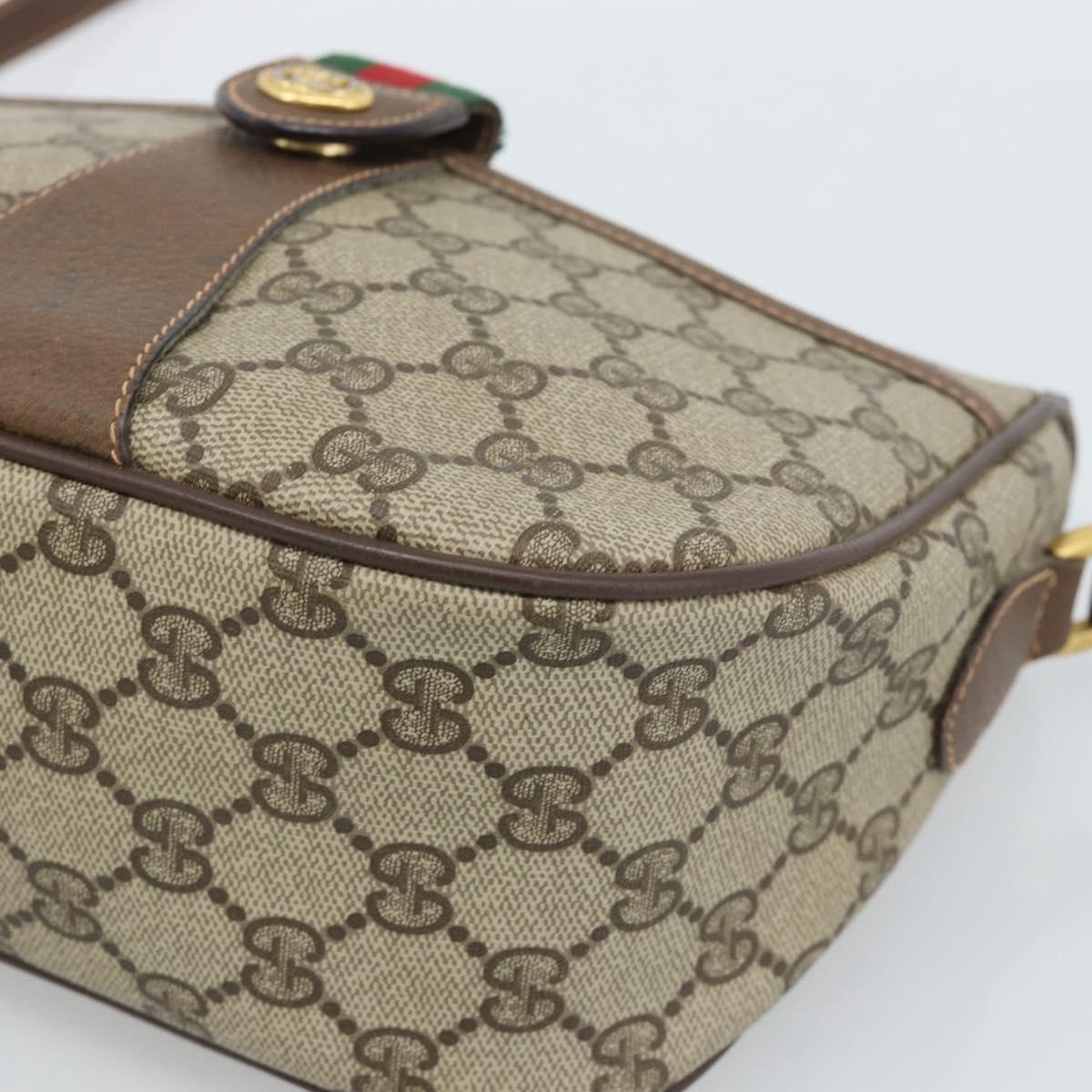 GUCCI GG Supreme Web Sherry Line Bag PVC Beige Gold 89 02 032 Auth ep14687