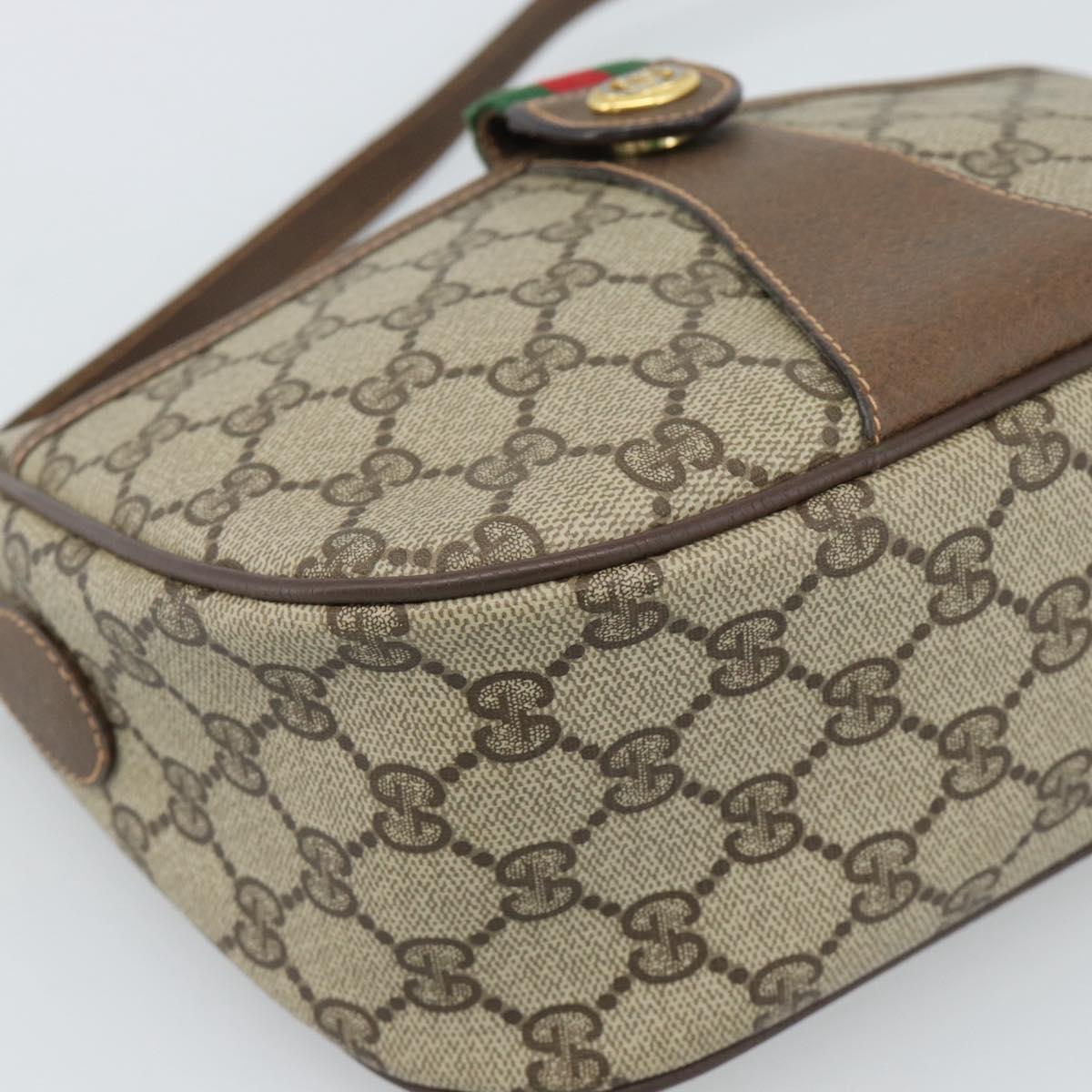 GUCCI GG Supreme Web Sherry Line Bag PVC Beige Gold 89 02 032 Auth ep14687