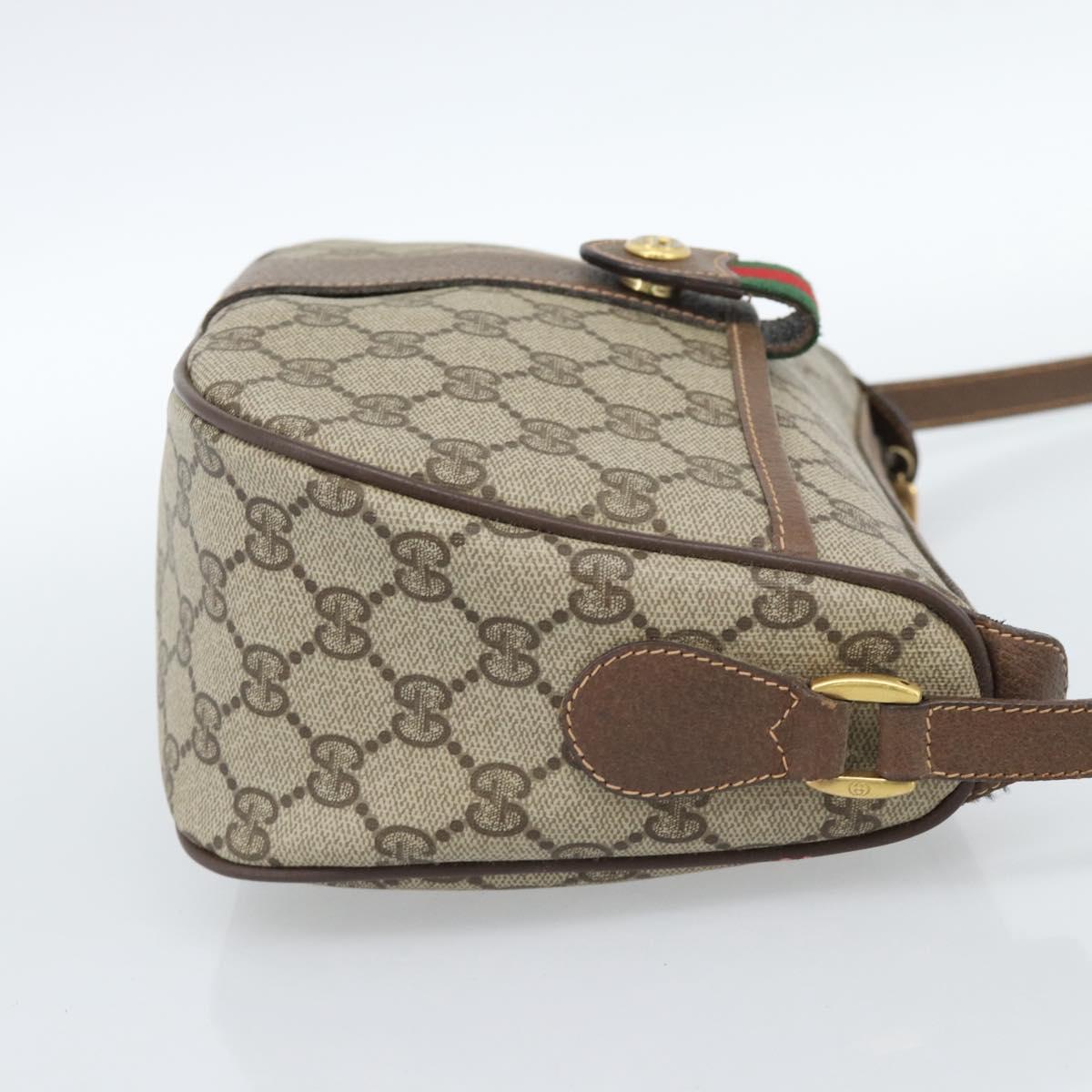 GUCCI GG Supreme Web Sherry Line Bag PVC Beige Gold 89 02 032 Auth ep14687