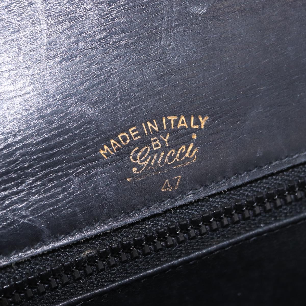 GUCCI Bamboo Hand Bag Leather Black Gold Auth ep14689A
