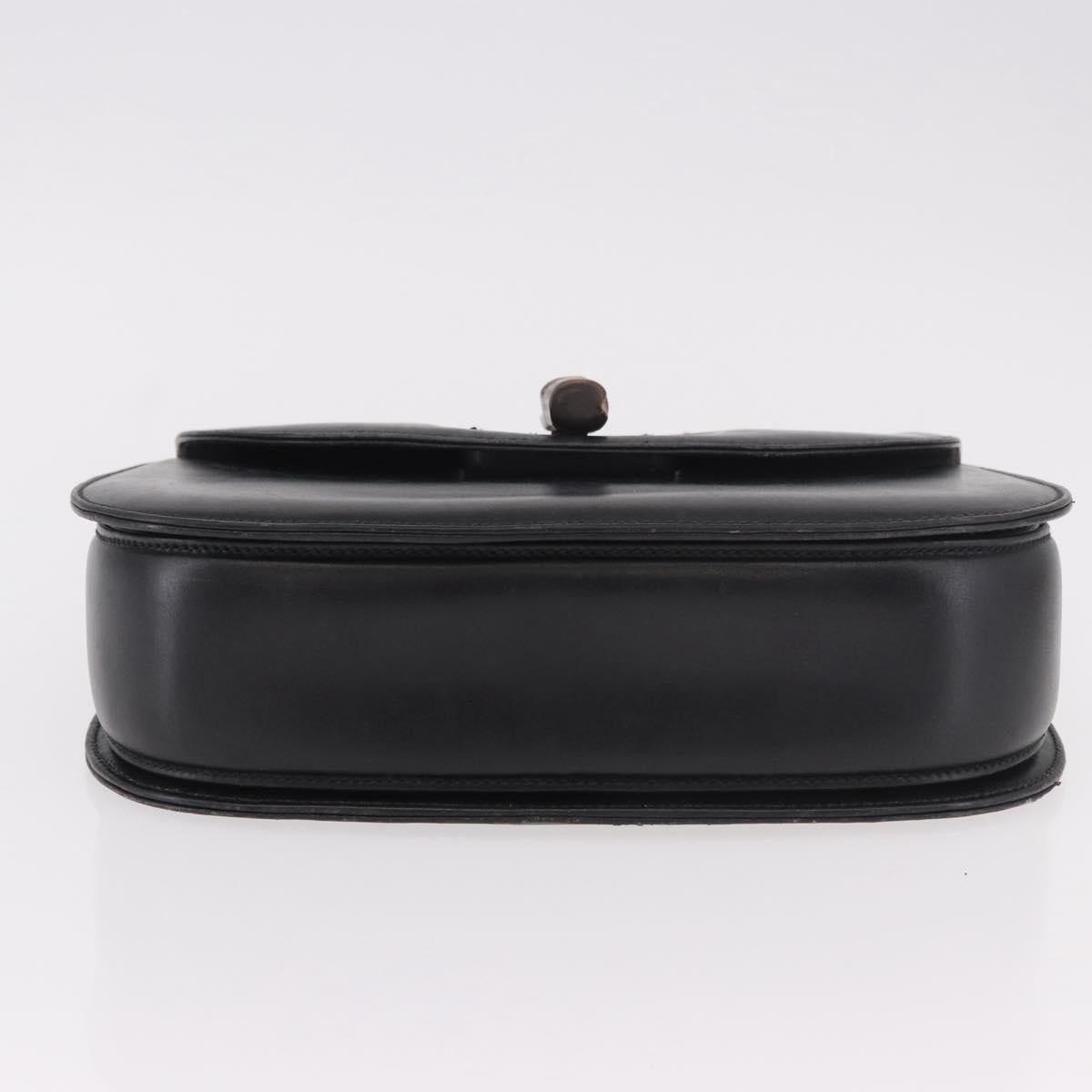 GUCCI Bamboo Hand Bag Leather Black Gold Auth ep14689A