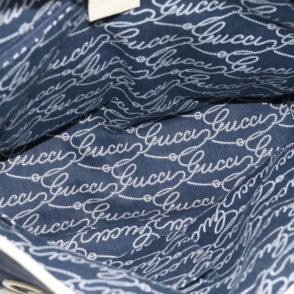 GUCCI Tote Bag Canvas Navy Gold 170007 Auth ep14690