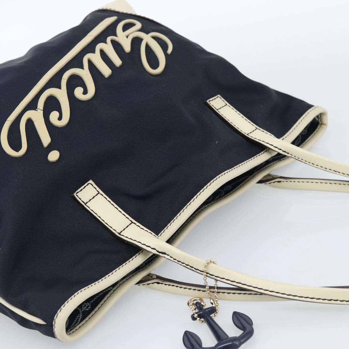 GUCCI Tote Bag Canvas Navy Gold 170007 Auth ep14690