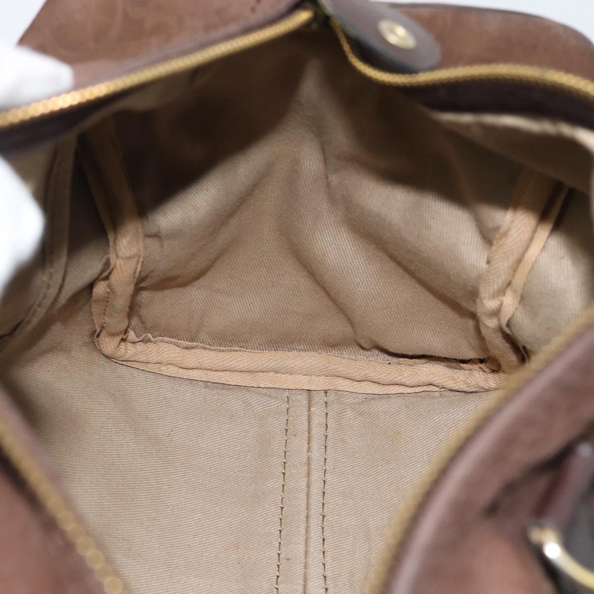 Christian Dior Trotter Canvas Boston Bag Suede Brown Gold Auth ep14691