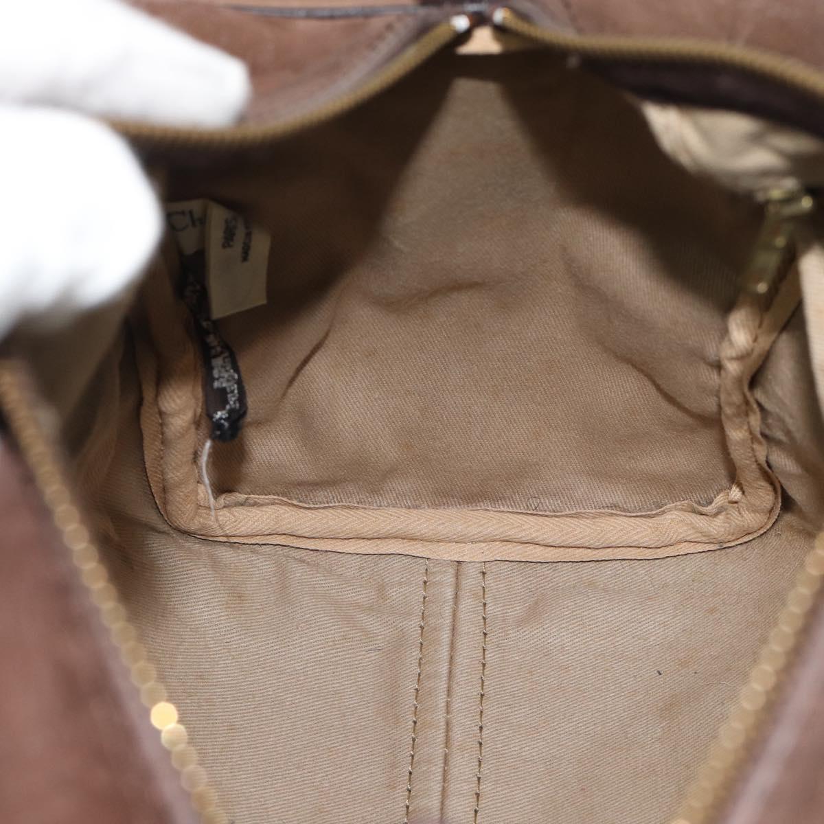 Christian Dior Trotter Canvas Boston Bag Suede Brown Gold Auth ep14691