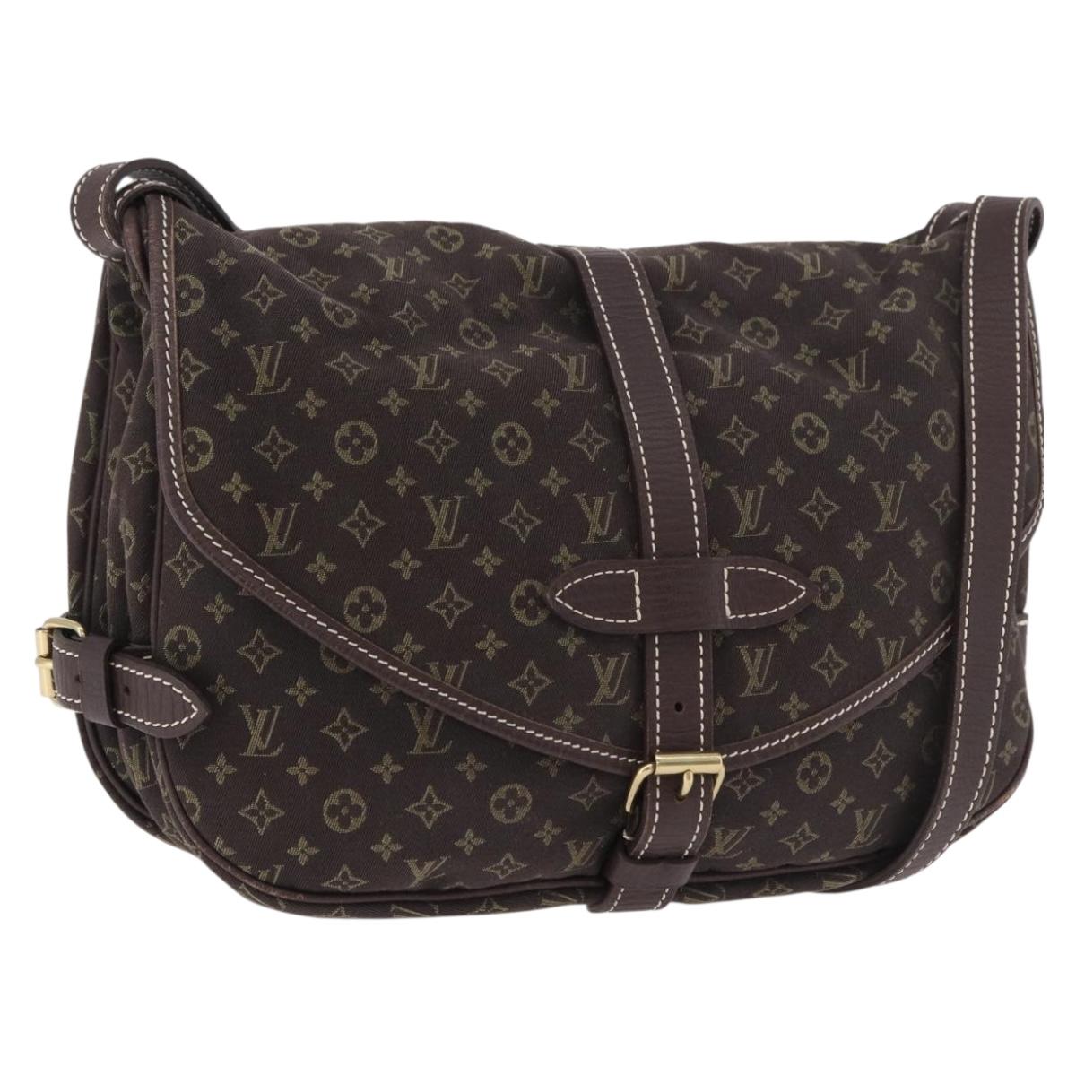 LOUIS VUITTON Monogram Mini Lin Saumur PM Bag Brown M95227 LV Auth ep14693V