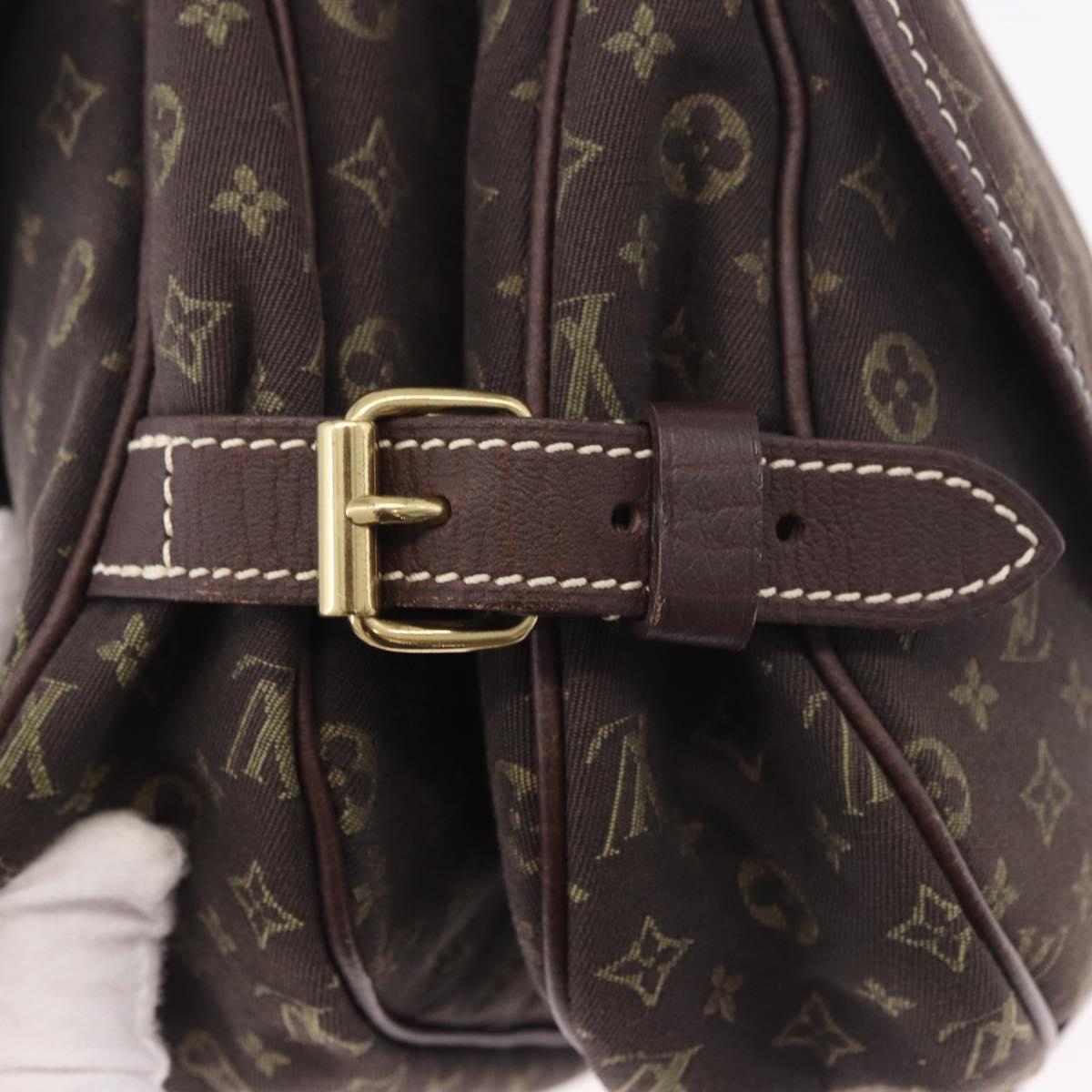 LOUIS VUITTON Monogram Mini Lin Saumur PM Bag Brown M95227 LV Auth ep14693V