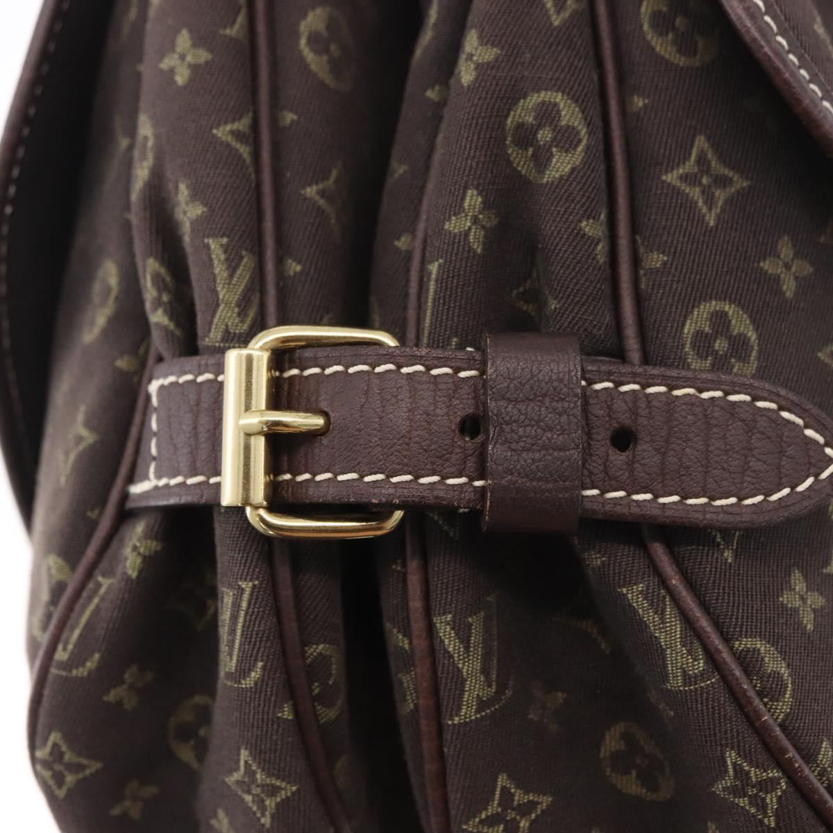 LOUIS VUITTON Monogram Mini Lin Saumur PM Bag Brown M95227 LV Auth ep14693V