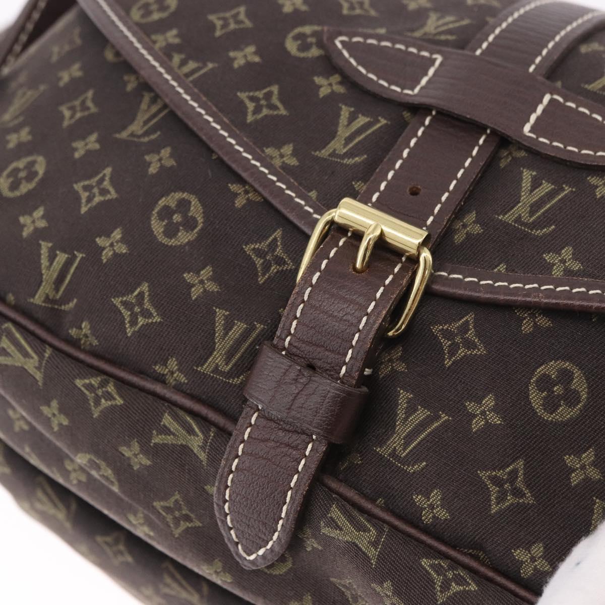 LOUIS VUITTON Monogram Mini Lin Saumur PM Bag Brown M95227 LV Auth ep14693V