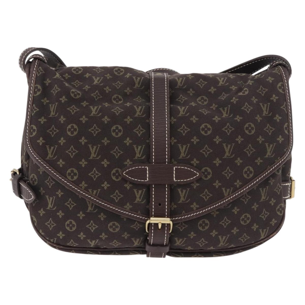 LOUIS VUITTON Monogram Mini Lin Saumur PM Bag Brown M95227 LV Auth ep14693V