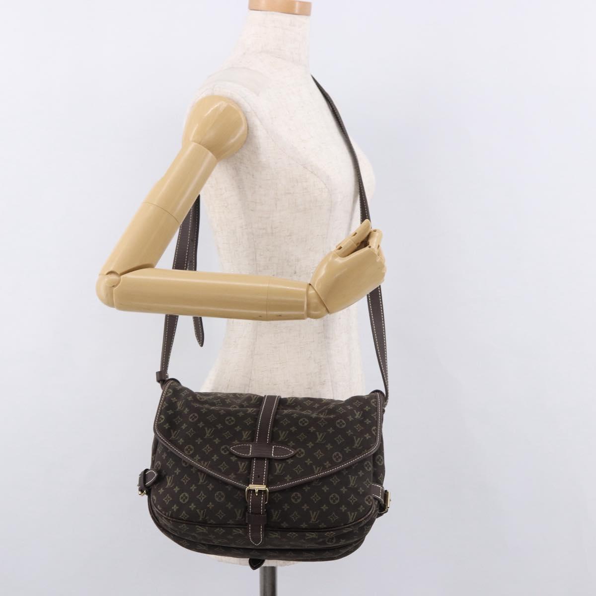 LOUIS VUITTON Monogram Mini Lin Saumur PM Bag Brown M95227 LV Auth ep14693V