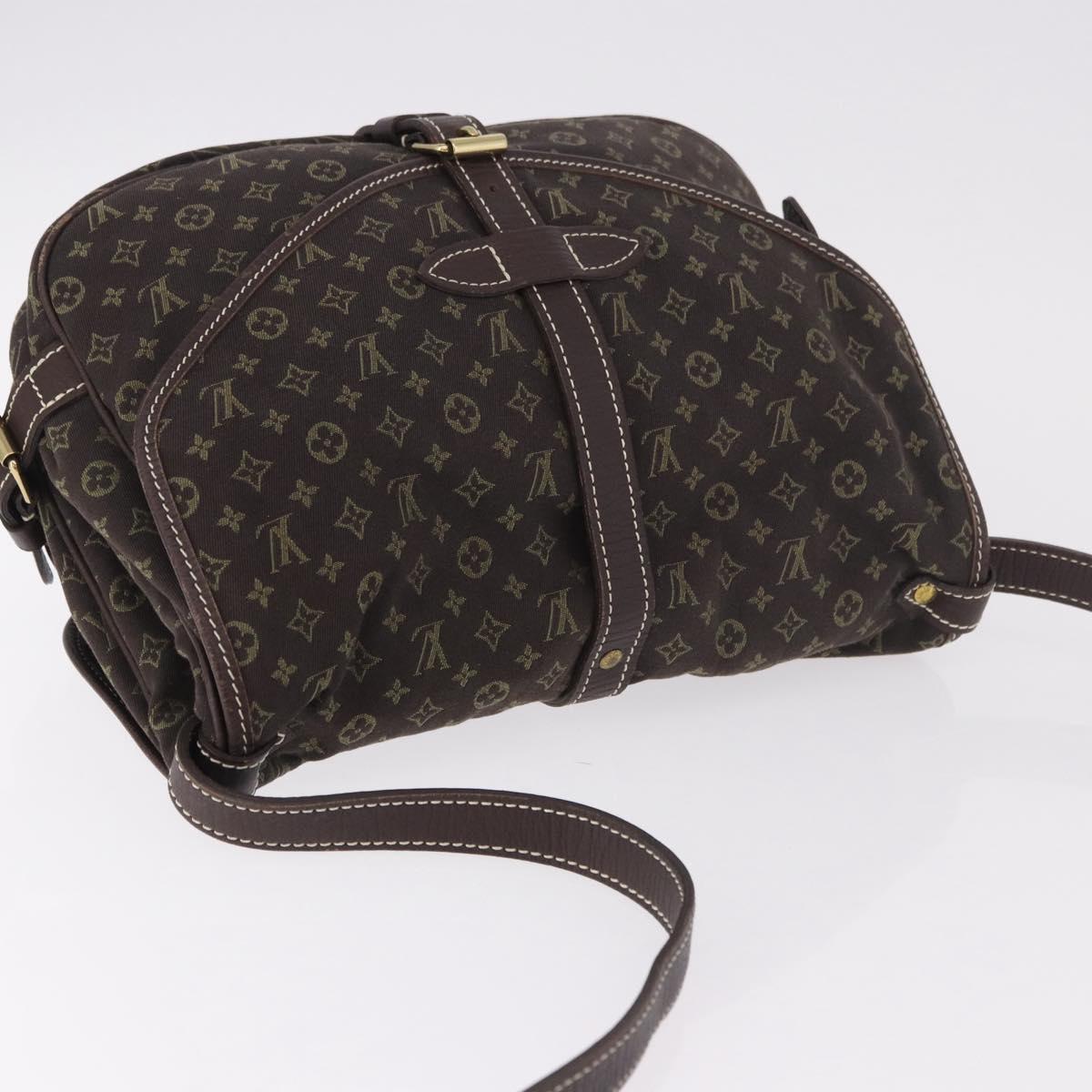 LOUIS VUITTON Monogram Mini Lin Saumur PM Bag Brown M95227 LV Auth ep14693V