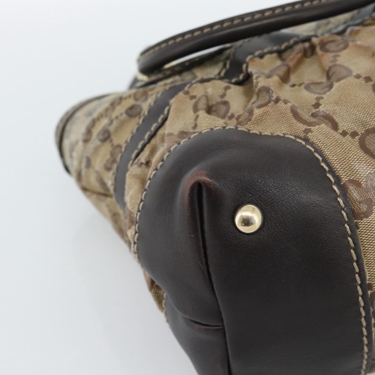 GUCCI GG Crystal Hand Bag Coated Canvas Beige Gold 223964 Auth ep14695