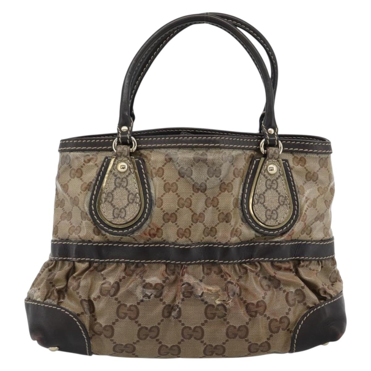 GUCCI GG Crystal Hand Bag Coated Canvas Beige Gold 223964 Auth ep14695