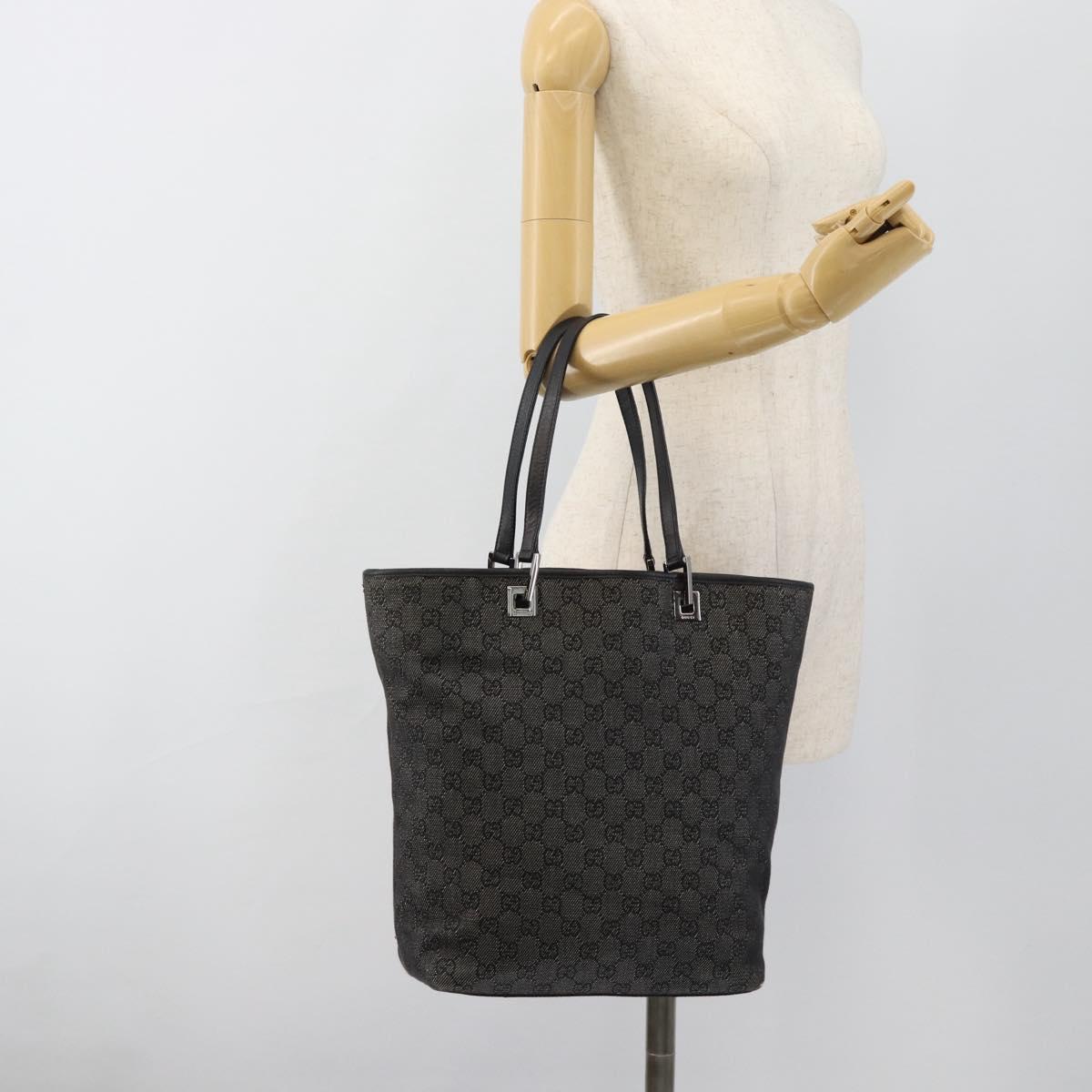 GUCCI GG Canvas Tote Bag Gray Silver 31243 Auth ep14697
