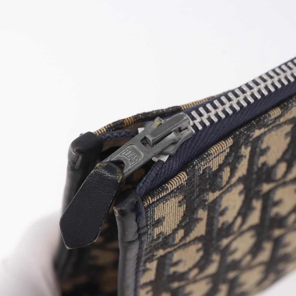 Christian Dior Trotter Canvas Clutch Bag Navy Silver Auth ep14698