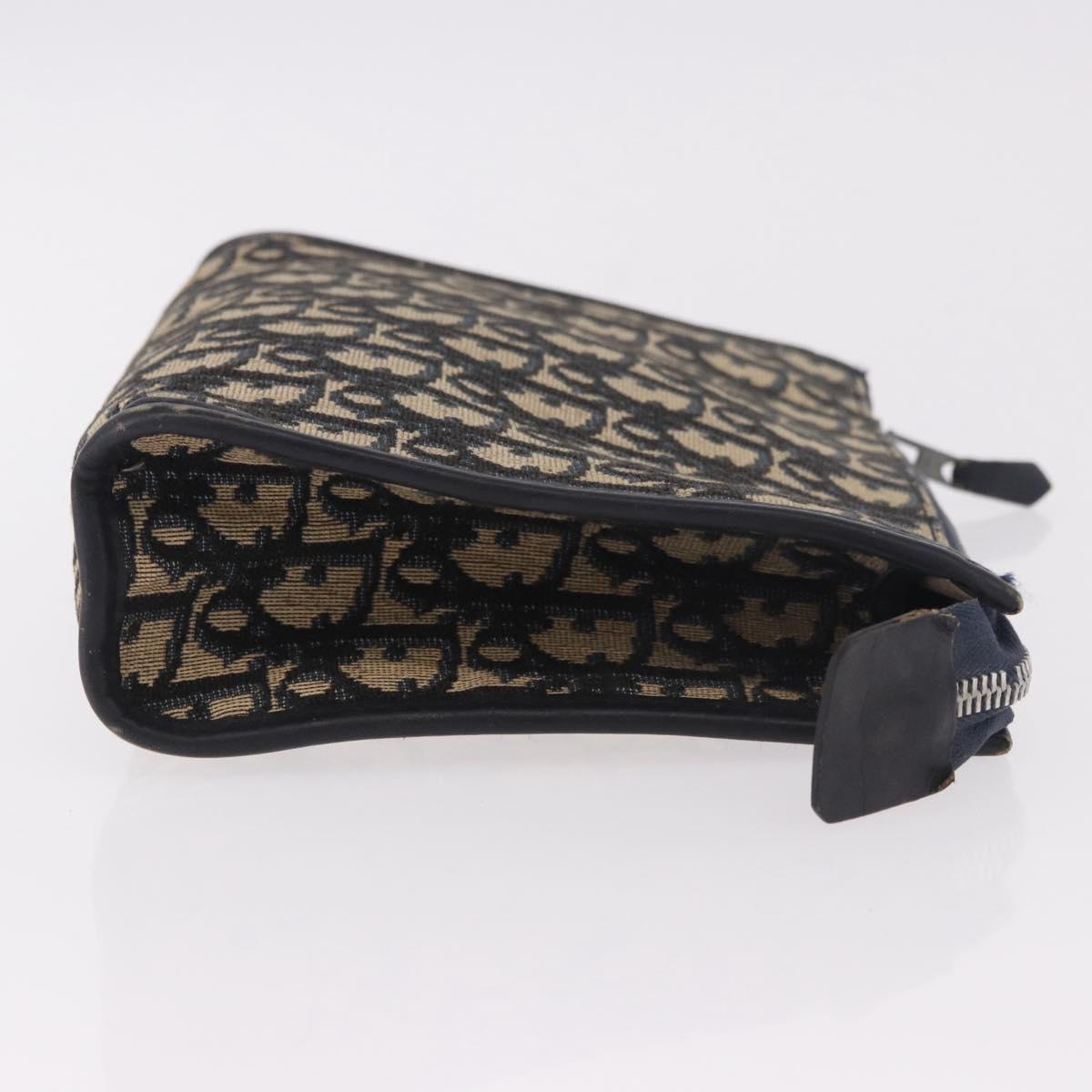 Christian Dior Trotter Canvas Clutch Bag Navy Silver Auth ep14698