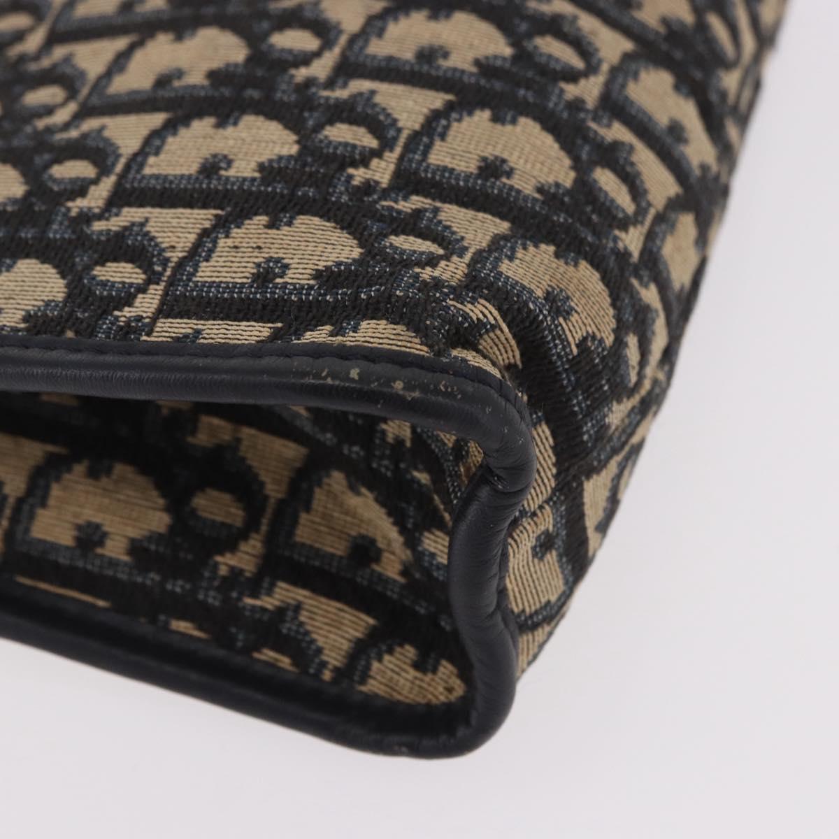 Christian Dior Trotter Canvas Clutch Bag Navy Silver Auth ep14698