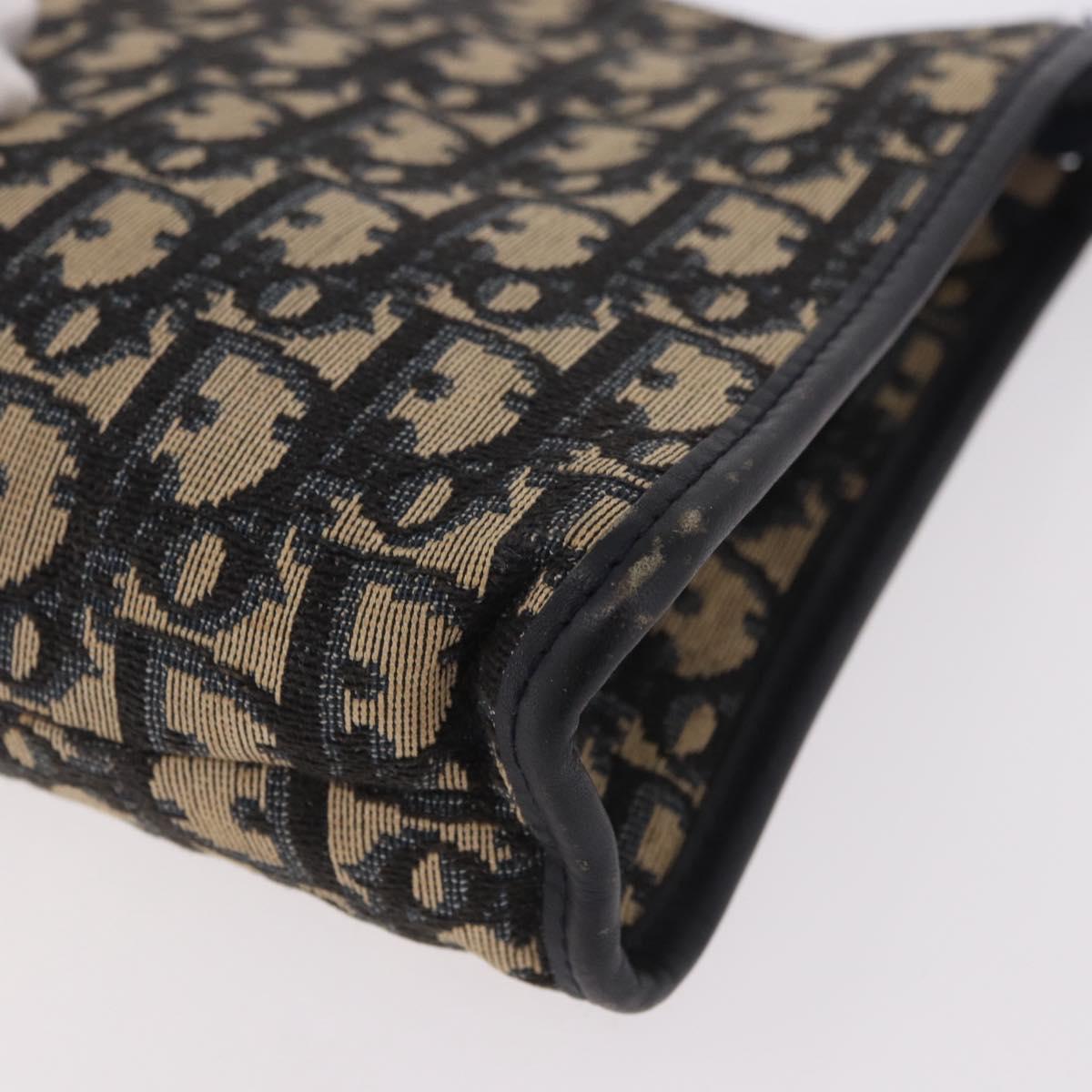 Christian Dior Trotter Canvas Clutch Bag Navy Silver Auth ep14698