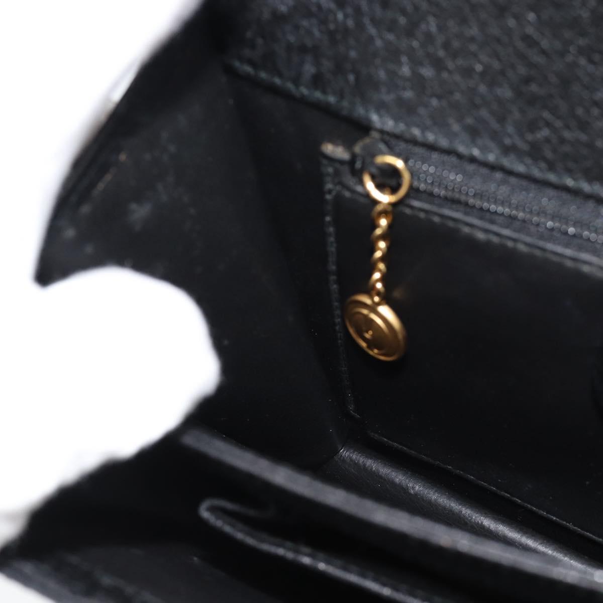 GUCCI Hand Bag Leather Black Gold Auth ep14699A
