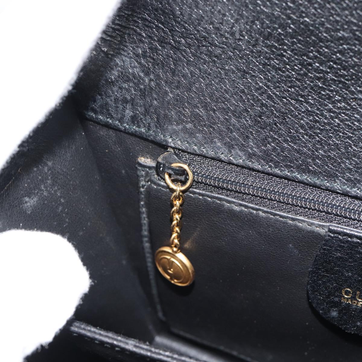 GUCCI Hand Bag Leather Black Gold Auth ep14699A
