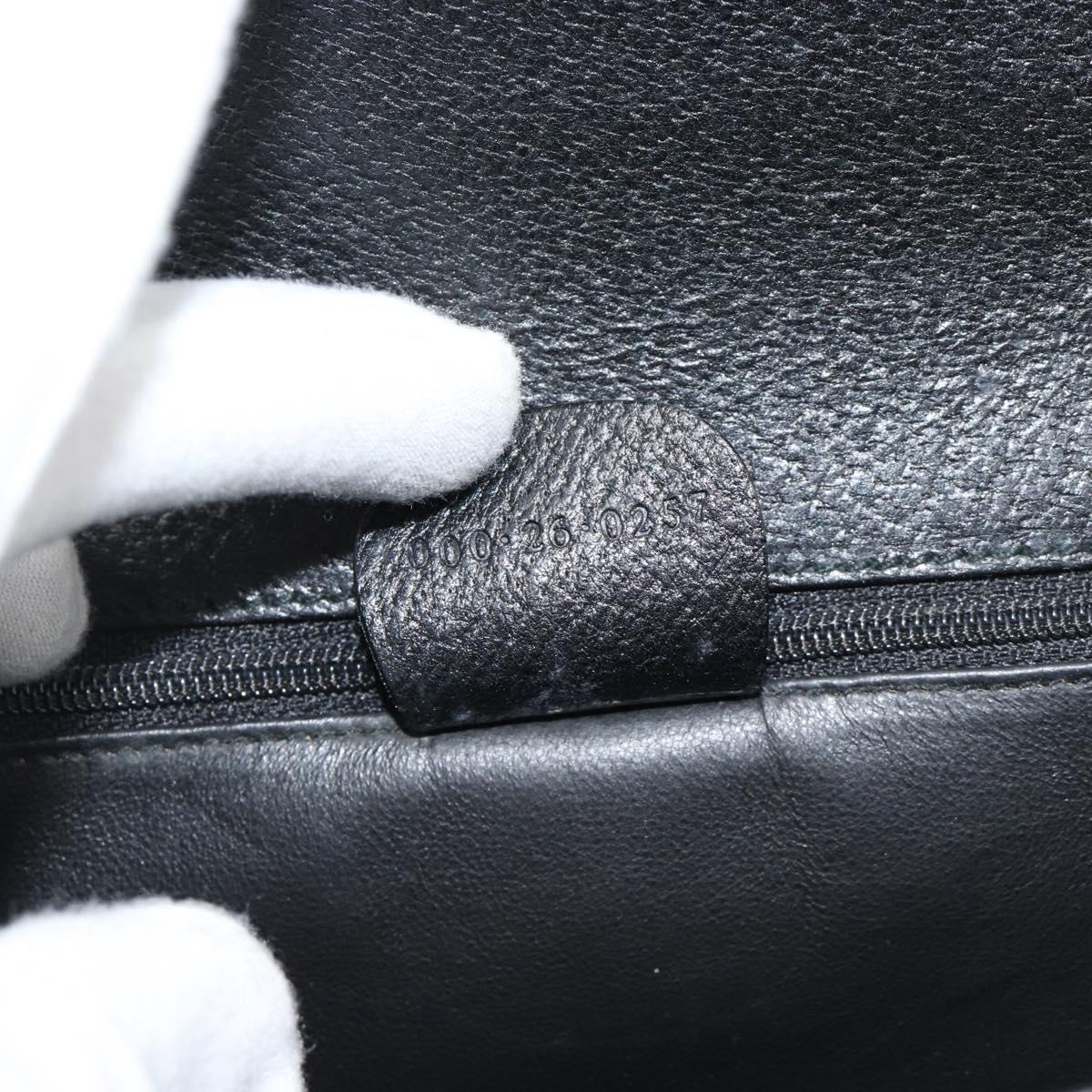 GUCCI Hand Bag Leather Black Gold Auth ep14699A