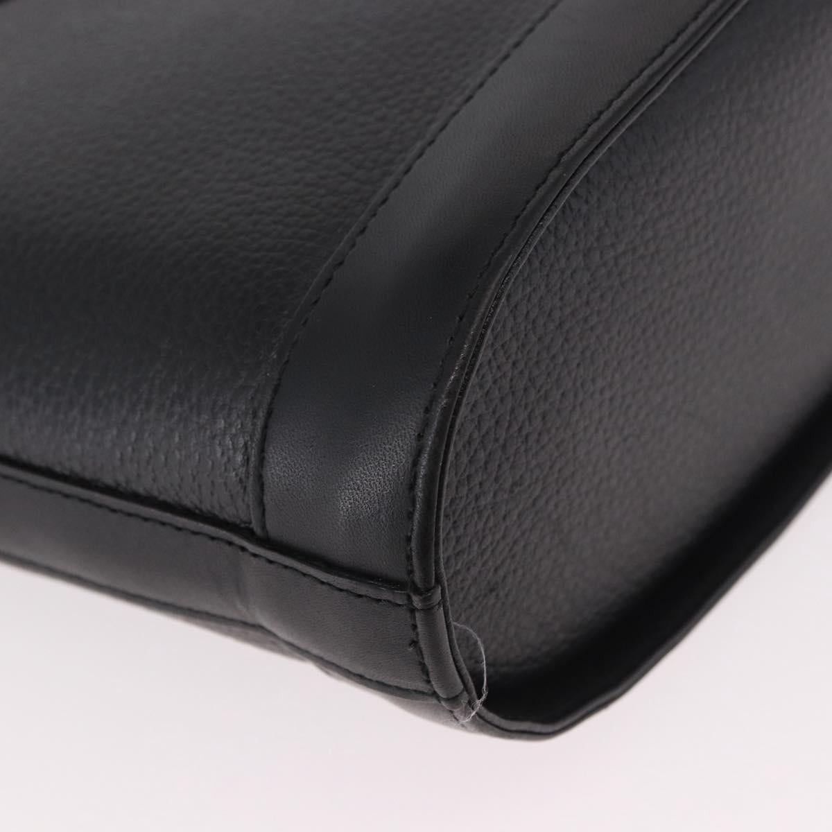 Burberrys Shoulder Bag Leather Black Gold Auth ep14701