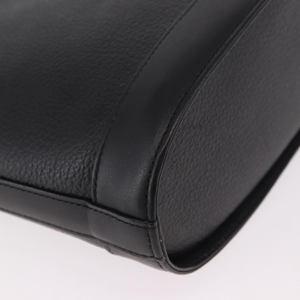 Burberrys Shoulder Bag Leather Black Gold Auth ep14701