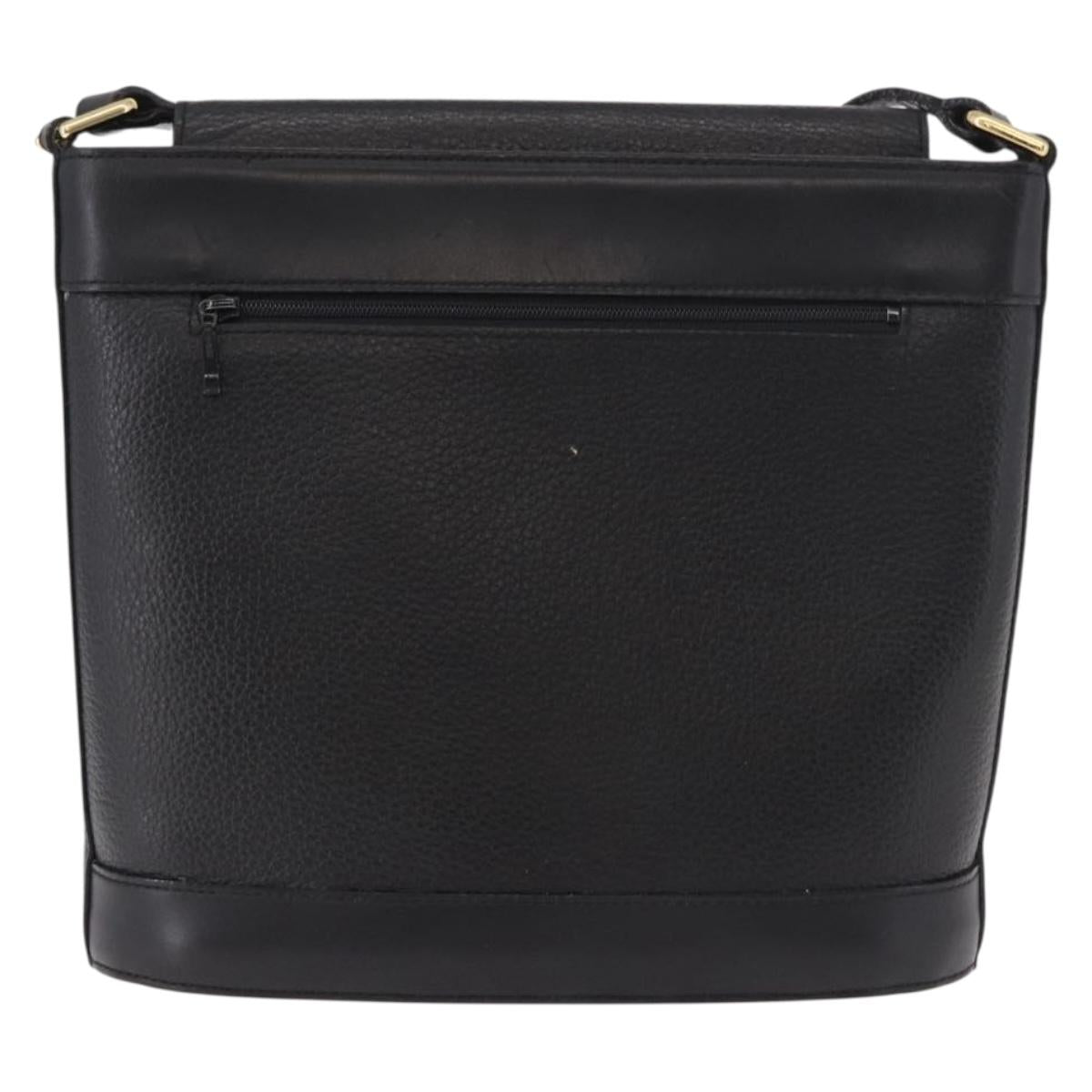 Burberrys Shoulder Bag Leather Black Gold Auth ep14701