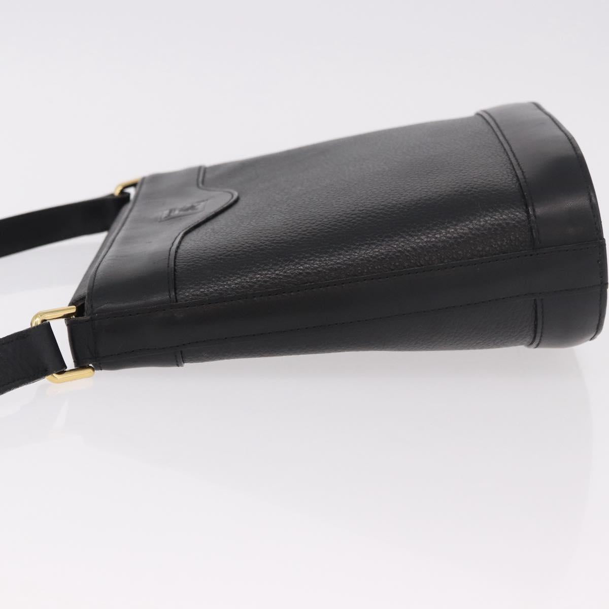 Burberrys Shoulder Bag Leather Black Gold Auth ep14701