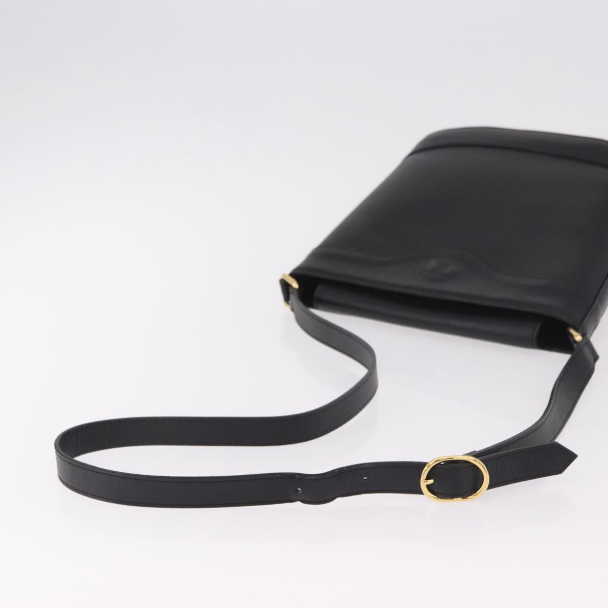 Burberrys Shoulder Bag Leather Black Gold Auth ep14701
