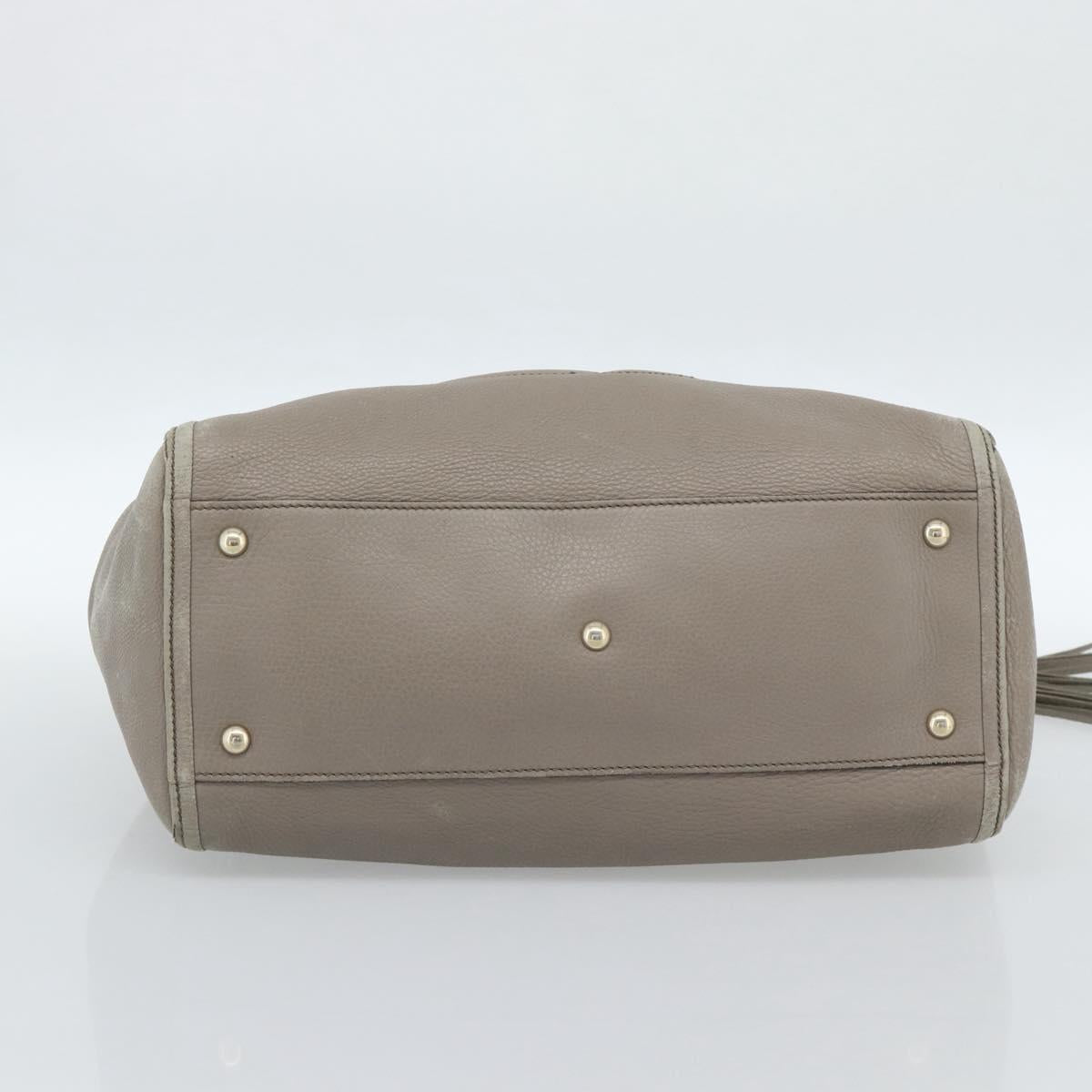GUCCI Soho Hand Bag Leather Gray Gold 282309 Auth ep14702