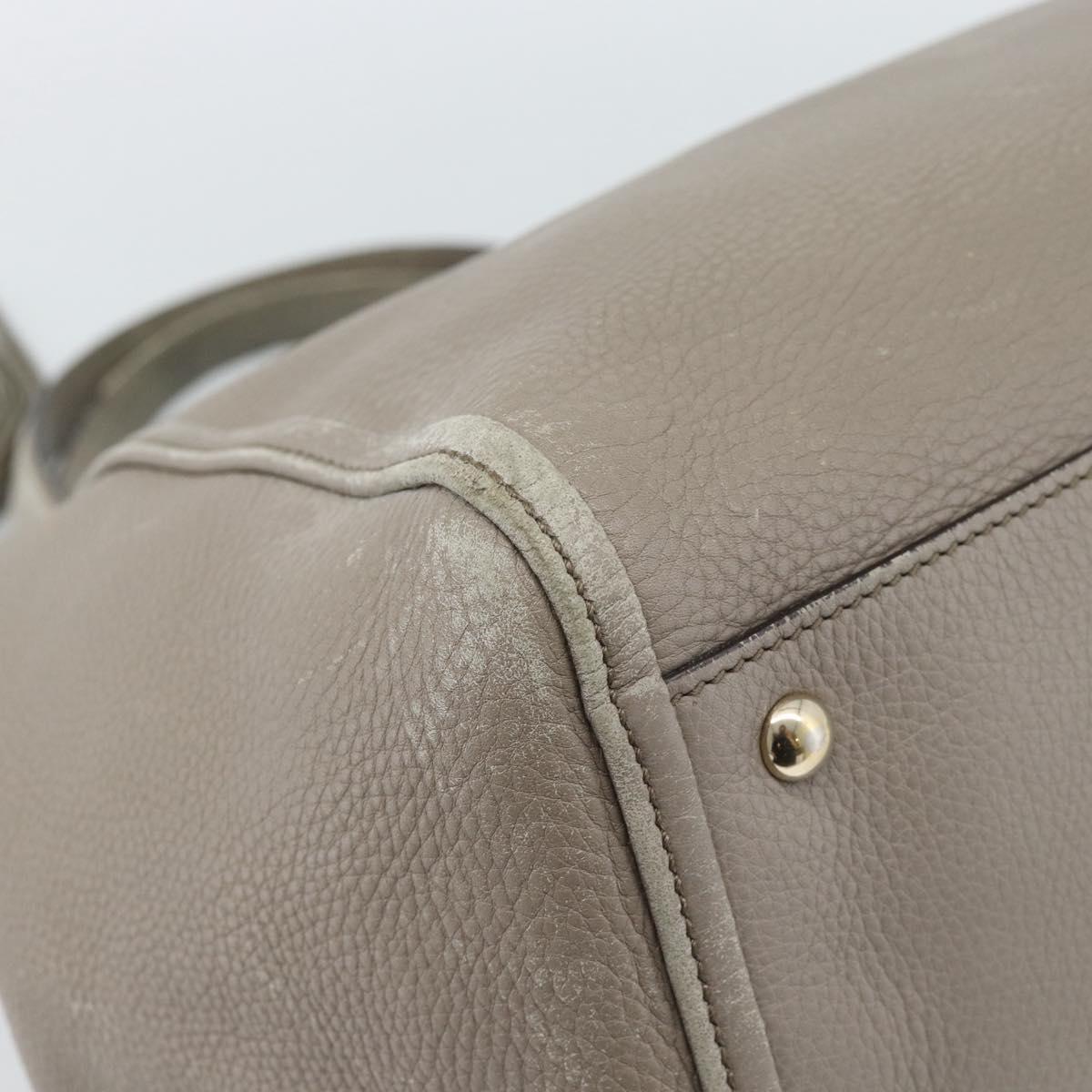 GUCCI Soho Hand Bag Leather Gray Gold 282309 Auth ep14702