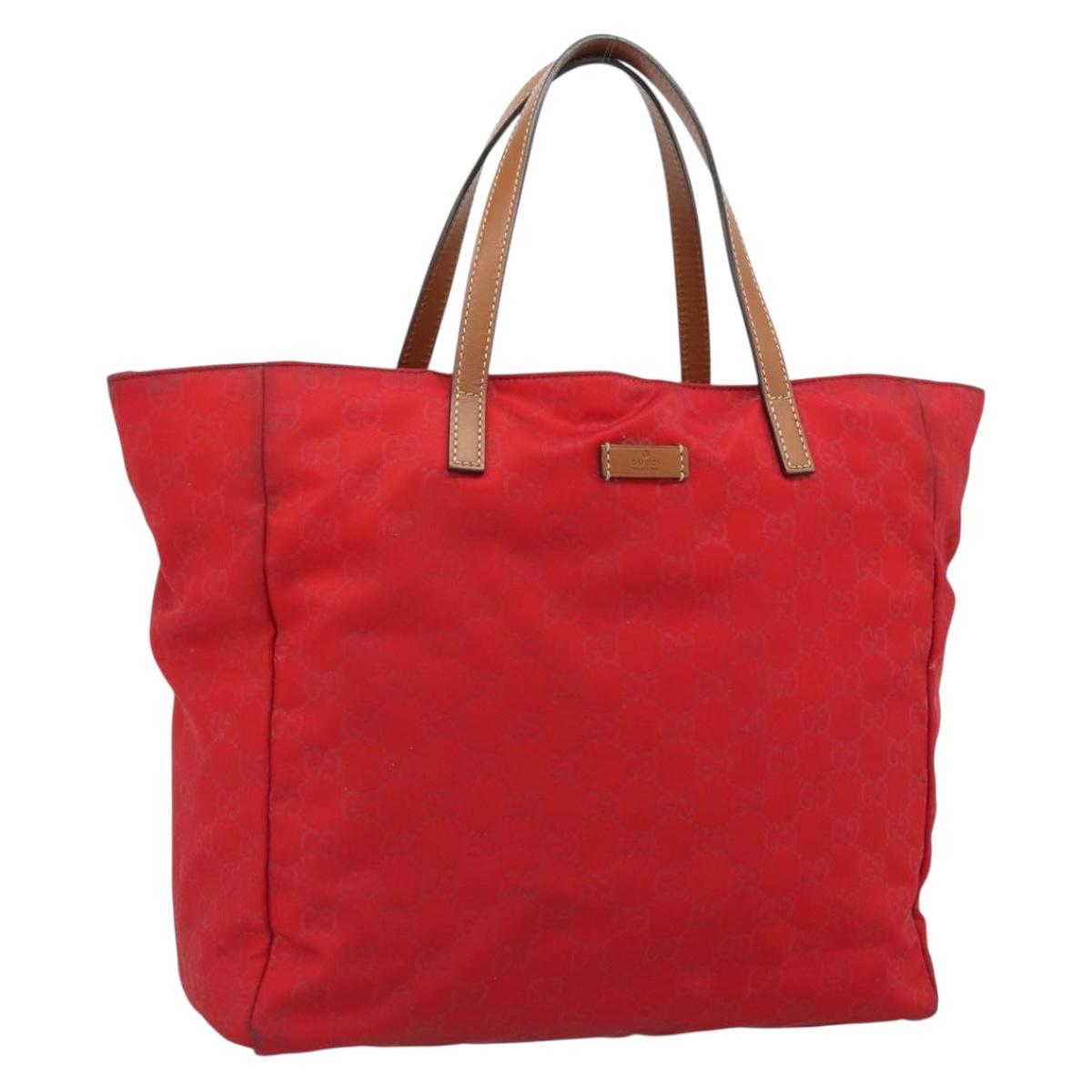GUCCI GG Canvas Guccissima Tote Bag Nylon Red 282439 Auth ep14706