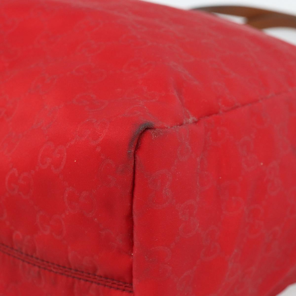 GUCCI GG Canvas Guccissima Tote Bag Nylon Red 282439 Auth ep14706