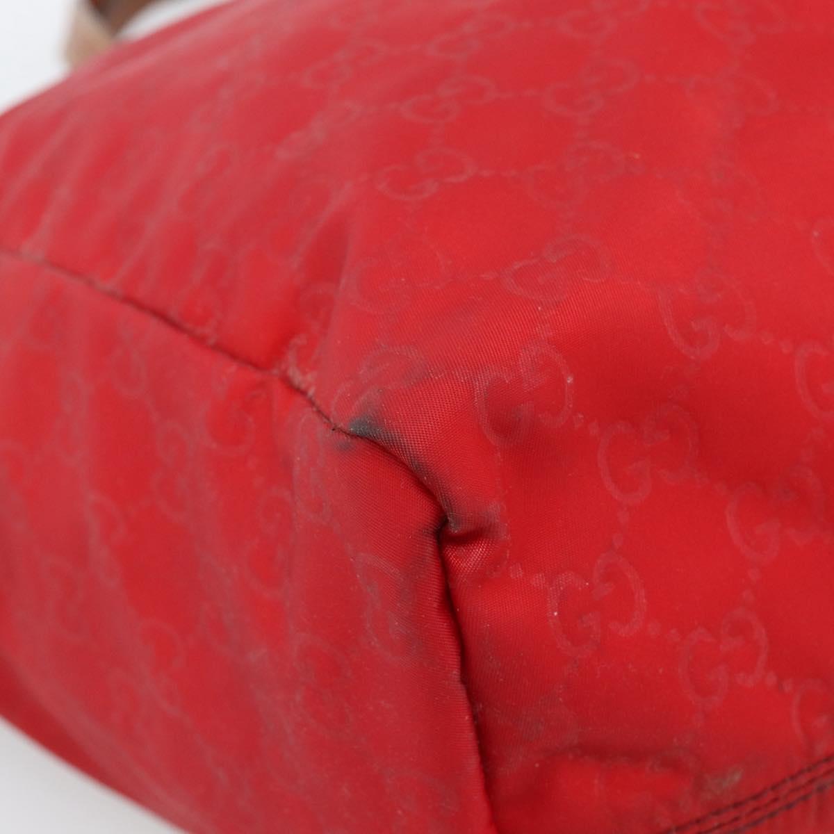 GUCCI GG Canvas Guccissima Tote Bag Nylon Red 282439 Auth ep14706