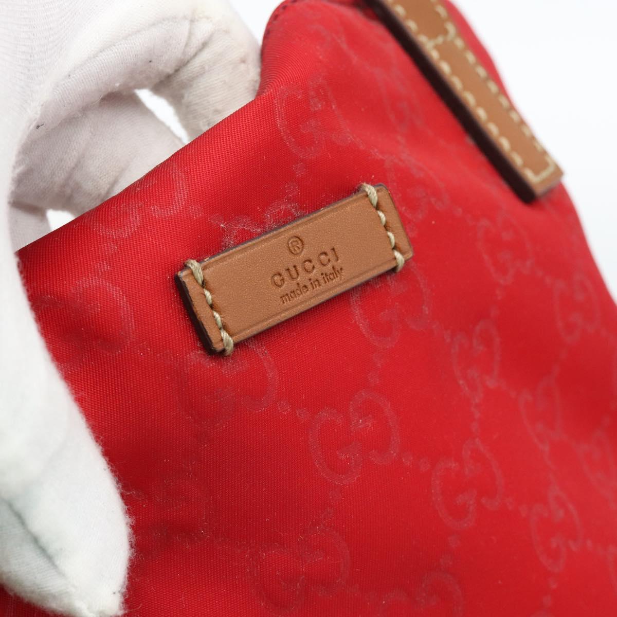 GUCCI GG Canvas Guccissima Tote Bag Nylon Red 282439 Auth ep14706