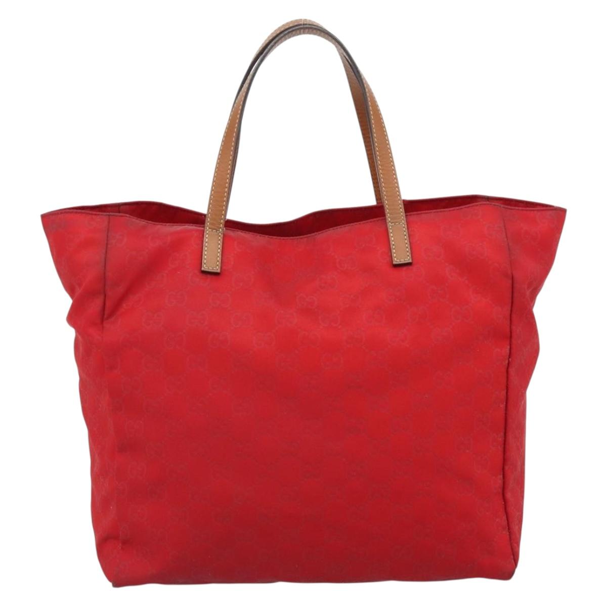 GUCCI GG Canvas Guccissima Tote Bag Nylon Red 282439 Auth ep14706