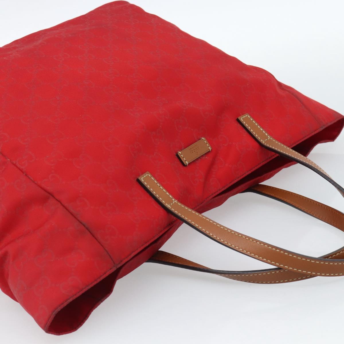 GUCCI GG Canvas Guccissima Tote Bag Nylon Red 282439 Auth ep14706