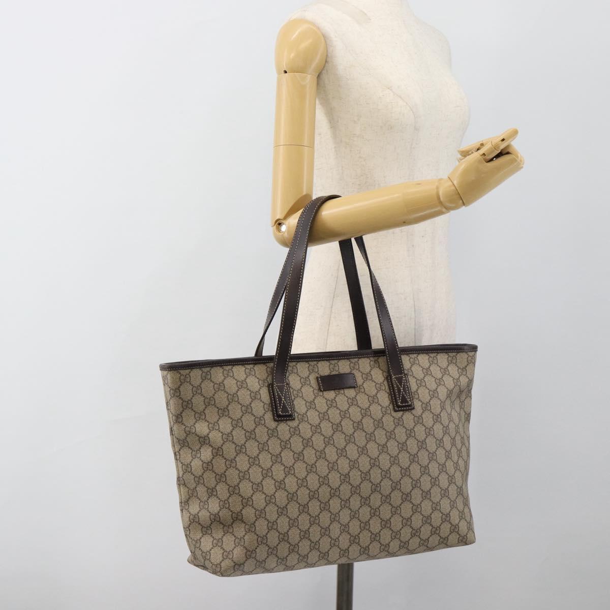 GUCCI GG Supreme Tote Bag PVC Beige 211137 Auth ep14707